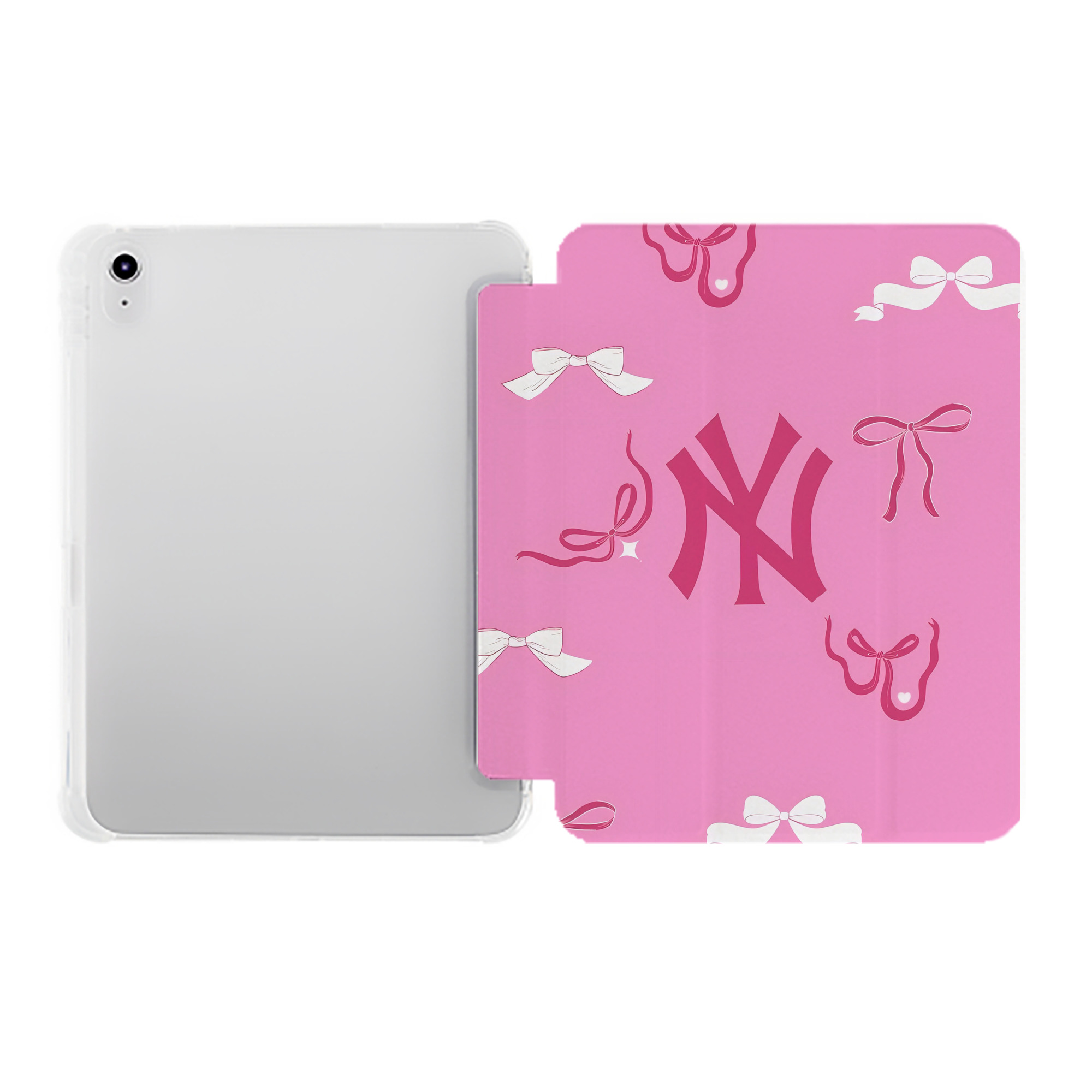 New York Yankees 220 Premium Tri-Fold PU Leather & Silicone IPad Case With Pencil Slot – Fits 9.5,10.5,10.9 – Adjustable Stand, Slim, Protective